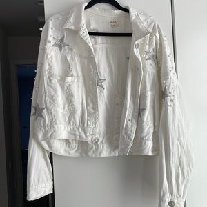 White Oversized Cropped Jean Jacket